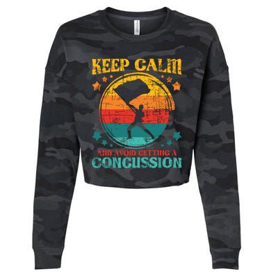 Keep Calm And Avoid Getting A Concussion Retro Colorguard Cropped Pullover Crew