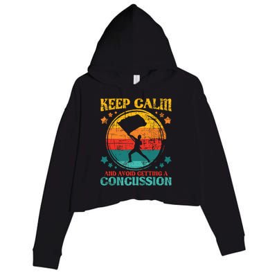 Keep Calm And Avoid Getting A Concussion Retro Colorguard Crop Fleece Hoodie