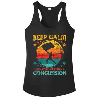 Keep Calm And Avoid Getting A Concussion Retro Colorguard Ladies PosiCharge Competitor Racerback Tank