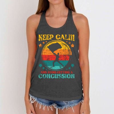 Keep Calm And Avoid Getting A Concussion Retro Colorguard Women's Knotted Racerback Tank