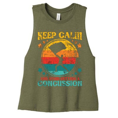 Keep Calm And Avoid Getting A Concussion Retro Colorguard Women's Racerback Cropped Tank