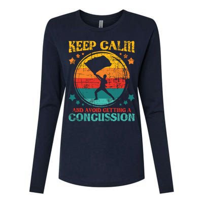 Keep Calm And Avoid Getting A Concussion Retro Colorguard Womens Cotton Relaxed Long Sleeve T-Shirt