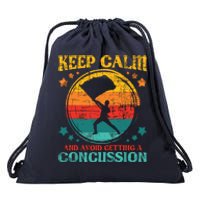 Keep Calm And Avoid Getting A Concussion Retro Colorguard Drawstring Bag