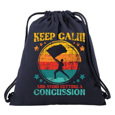 Keep Calm And Avoid Getting A Concussion Retro Colorguard Drawstring Bag