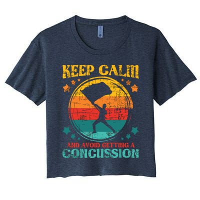 Keep Calm And Avoid Getting A Concussion Retro Colorguard Women's Crop Top Tee