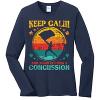 Keep Calm And Avoid Getting A Concussion Retro Colorguard Ladies Long Sleeve Shirt