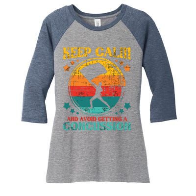 Keep Calm And Avoid Getting A Concussion Retro Colorguard Women's Tri-Blend 3/4-Sleeve Raglan Shirt