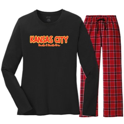 Kansas City Back 2 Back Era Women's Long Sleeve Flannel Pajama Set 