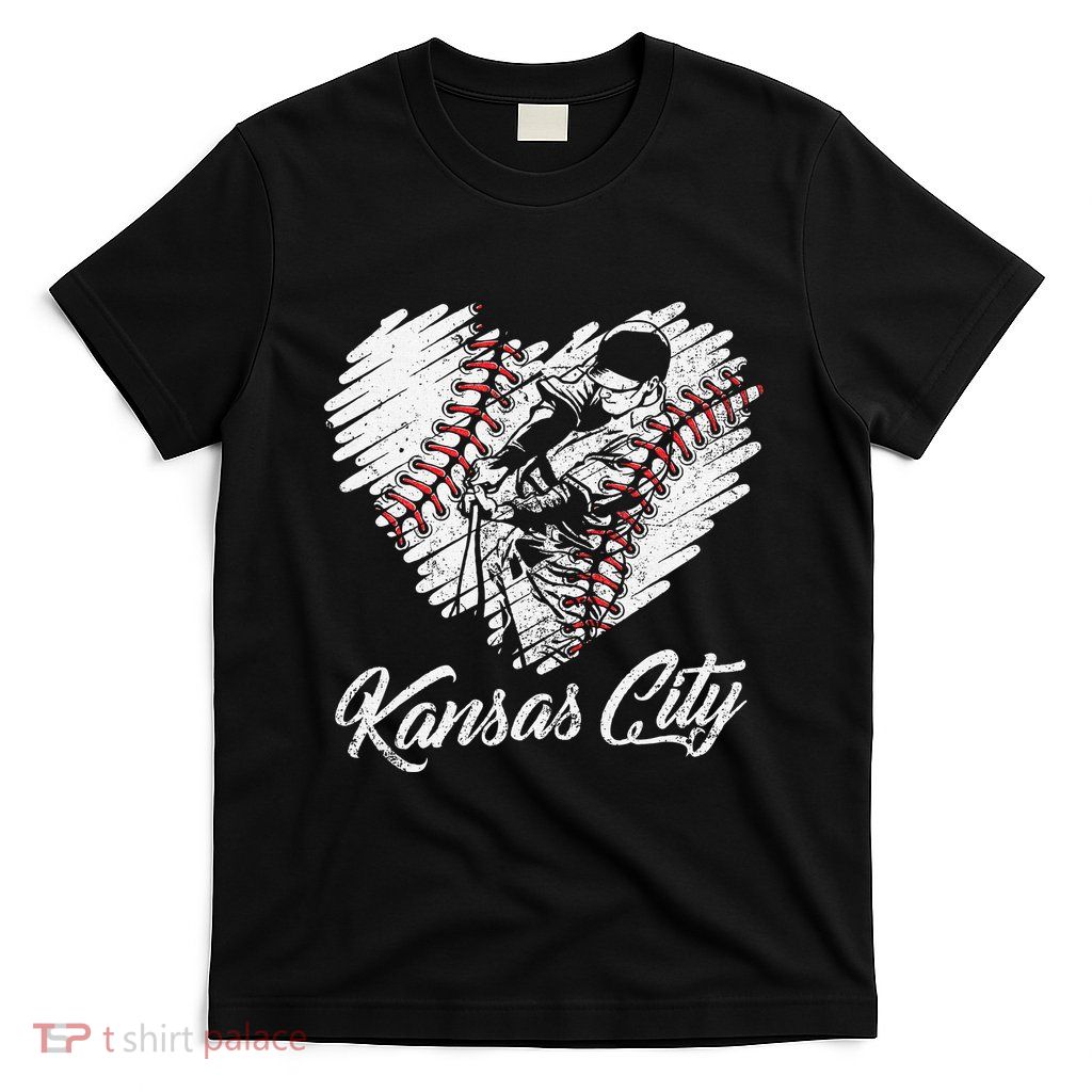 Kansas City Baseball Heart Distressed T-Shirt
