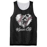 Kansas City Baseball Heart Distressed Mesh Reversible Basketball Jersey Tank