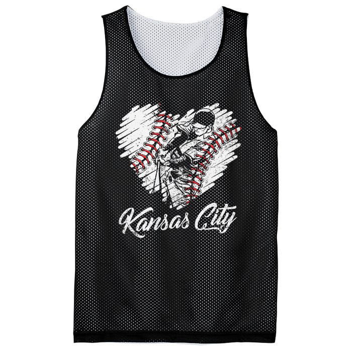 Kansas City Baseball Heart Distressed Mesh Reversible Basketball Jersey Tank