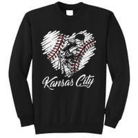 Kansas City Baseball Heart Distressed Tall Sweatshirt