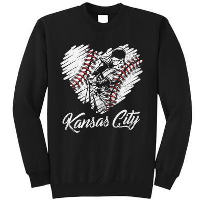 Kansas City Baseball Heart Distressed Tall Sweatshirt