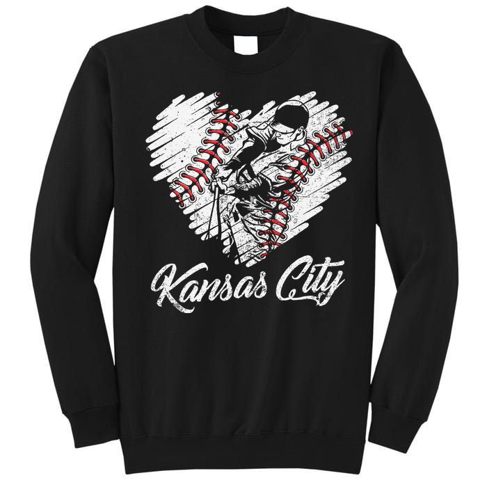 Kansas City Baseball Heart Distressed Tall Sweatshirt