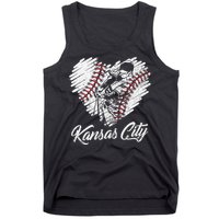 Kansas City Baseball Heart Distressed Tank Top