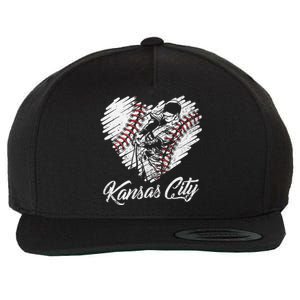 Kansas City Baseball Heart Distressed Wool Snapback Cap