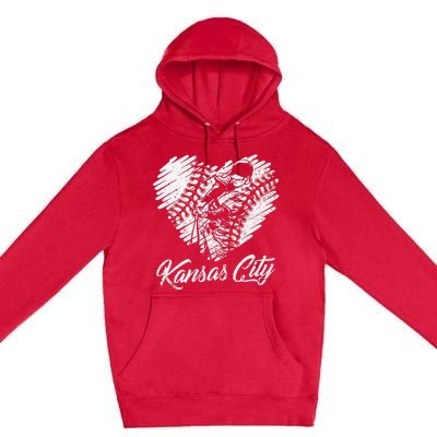 Kansas City Baseball Heart Distressed Premium Pullover Hoodie