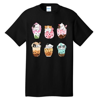 Kawaii Cat Boba Tea Bubble Tea Kawaii Japanese Anime Neko Tall T-Shirt