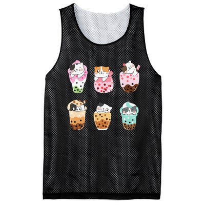 Kawaii Cat Boba Tea Bubble Tea Kawaii Japanese Anime Neko Mesh Reversible Basketball Jersey Tank