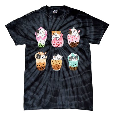 Kawaii Cat Boba Tea Bubble Tea Kawaii Japanese Anime Neko Tie-Dye T-Shirt