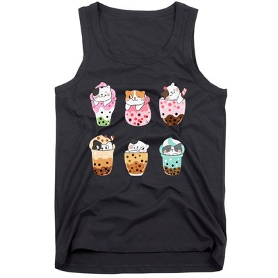 Kawaii Cat Boba Tea Bubble Tea Kawaii Japanese Anime Neko Tank Top