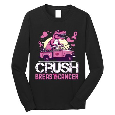 Kids Crush Breast Cancer Awareness Monster Truck Long Sleeve Shirt