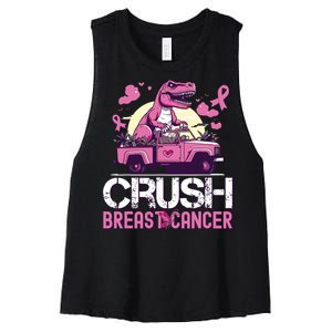 Kids Crush Breast Cancer Awareness Monster Truck Women's Racerback Cropped Tank