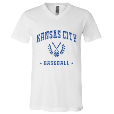Kansas City Baseball Vintage G.A.M.E.D.A.Y Retro Baseball Lover V-Neck T-Shirt