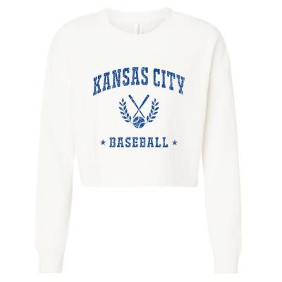 Kansas City Baseball Vintage G.A.M.E.D.A.Y Retro Baseball Lover Cropped Pullover Crew