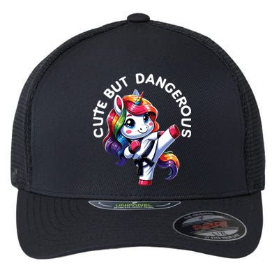 Karate Cute But Dangerous Taekwondo Unicorn Karate Flexfit Unipanel Trucker Cap