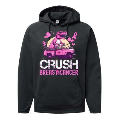 Kid Crush Breast Cancer Awareness Monster Truck Toddler Boy Performance Fleece Hoodie