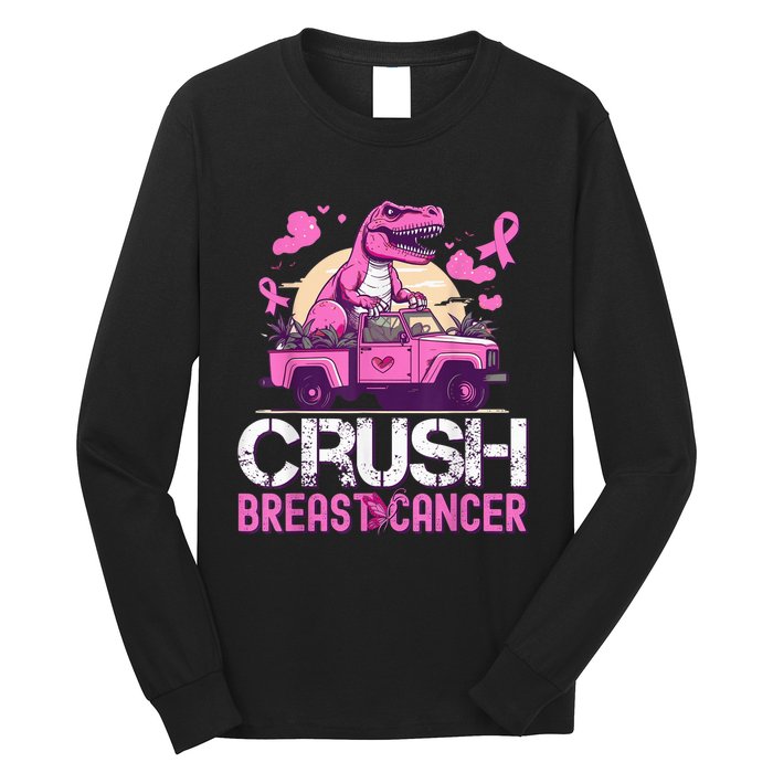 Kid Crush Breast Cancer Awareness Monster Truck Toddler Boy Long Sleeve Shirt