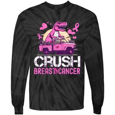 Kid Crush Breast Cancer Awareness Monster Truck Toddler Boy Tie-Dye Long Sleeve Shirt