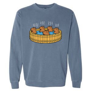 Kawaii Capybara Bath Onsen Garment-Dyed Sweatshirt