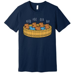 Kawaii Capybara Bath Onsen Premium T-Shirt