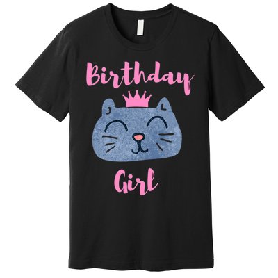 Kids Cute Birthday Girl & Kitty Cat Premium T-Shirt