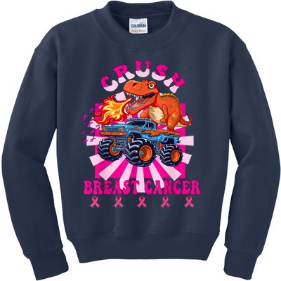 Kids Crush Breast Cancer Awareness Monster Truck Boy Kids Sweatshirt