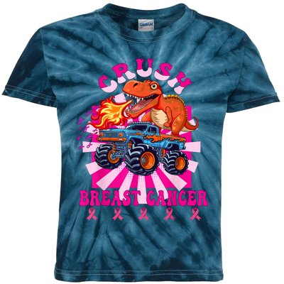 Kids Crush Breast Cancer Awareness Monster Truck Boy Kids Tie-Dye T-Shirt