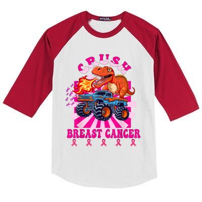 Kids Crush Breast Cancer Awareness Monster Truck Boy Kids Colorblock Raglan Jersey