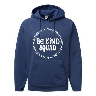 Kids Children Be Kind Squad We Wear Orange For Unity Day Performance Fleece Hoodie