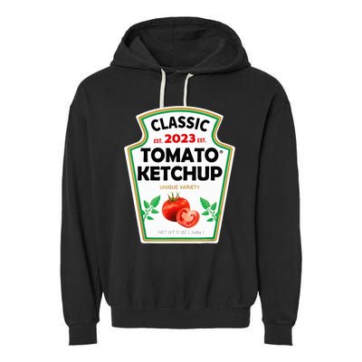 Ketchup Costume Condiments Couples Group Halloween Costume Garment-Dyed Fleece Hoodie