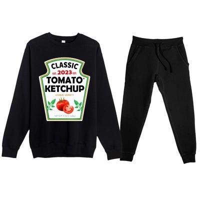 Ketchup Costume Condiments Couples Group Halloween Costume Premium Crewneck Sweatsuit Set