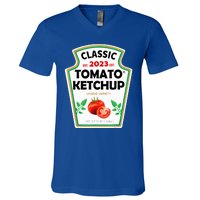 Ketchup Costume Condiments Couples Group Halloween Costume V-Neck T-Shirt