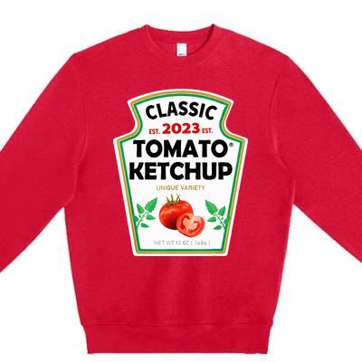 Ketchup Costume Condiments Couples Group Halloween Costume Premium Crewneck Sweatshirt