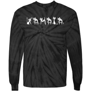 Kamala Cat Cute Cat Shaped Font Letters Subtle Comma La Tie-Dye Long Sleeve Shirt