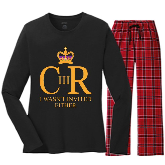 King Charles Coronation Not Invited Team Souvenir Women's Long Sleeve Flannel Pajama Set 