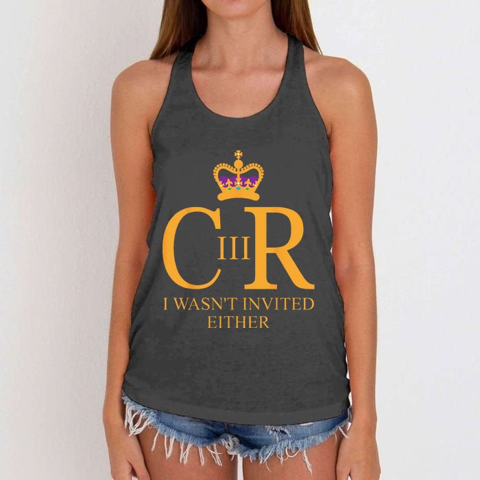 King Charles Coronation Not Invited Team Souvenir Women's Knotted Racerback Tank