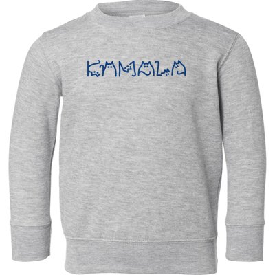 Kamala Cute Cat Typography Raglan Baseball Toddler Sweatshirt