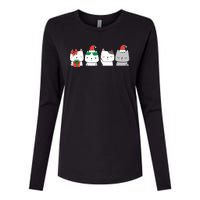 Kawaii Cat Christmas Cute Santa Hat Kittens Kitty Xmas Sweatshirt Womens Cotton Relaxed Long Sleeve T-Shirt