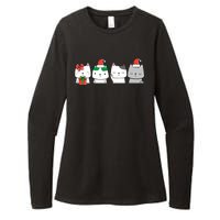 Kawaii Cat Christmas Cute Santa Hat Kittens Kitty Xmas Sweatshirt Womens CVC Long Sleeve Shirt